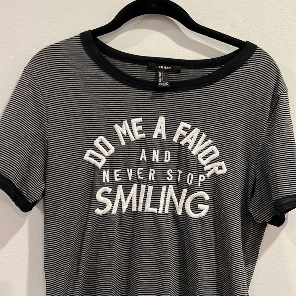 Forever 21 Black and White Striped T-Shirt